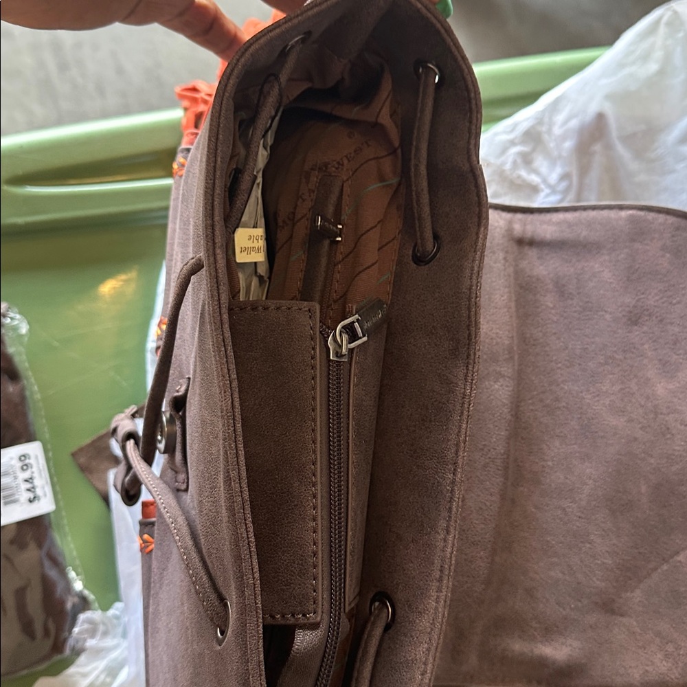 Montana West Dark Brown and Orange Backpack Set - Picture 7 of 11